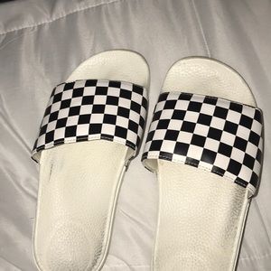 Checkered vans slip on